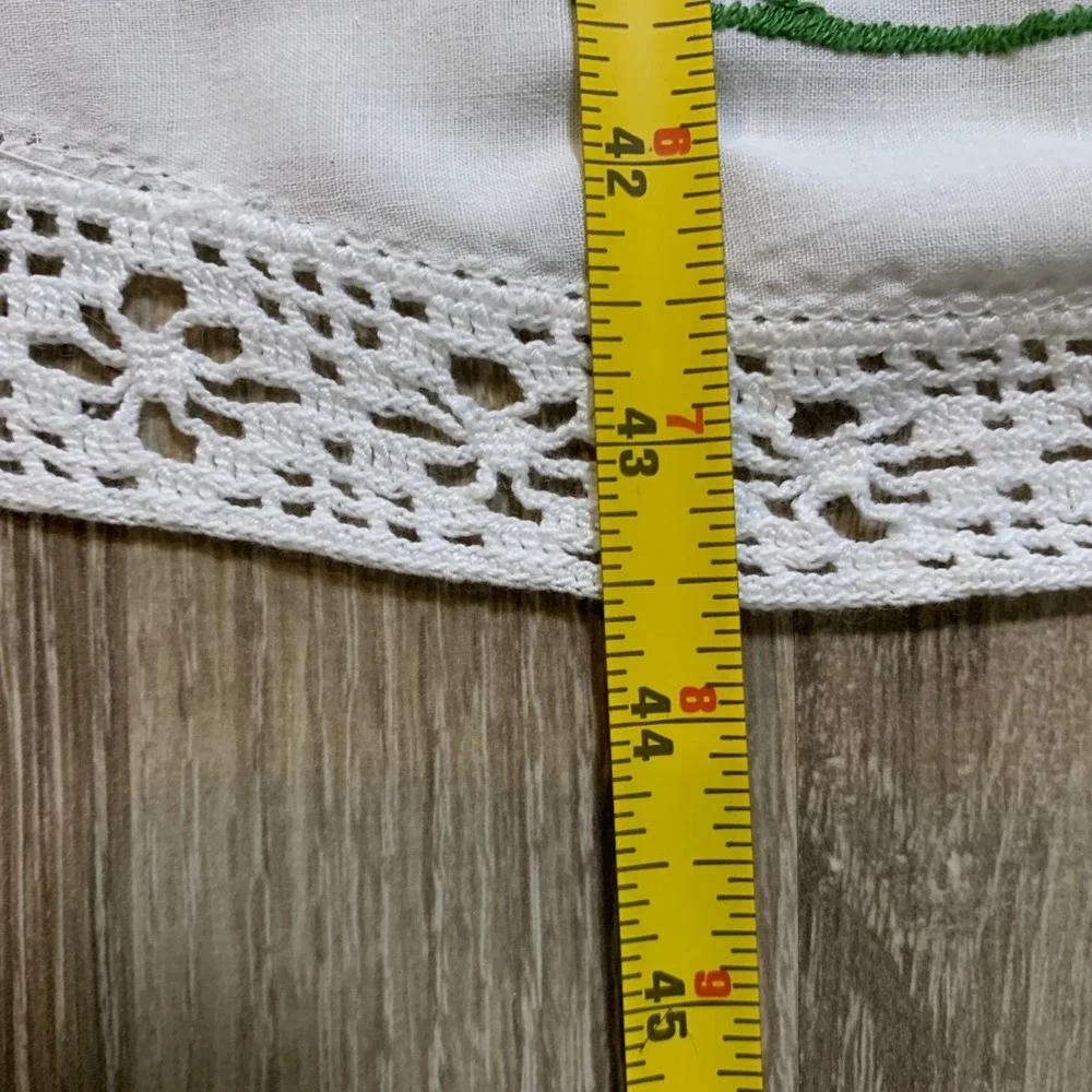 Vintage Hand Embroidered Table Runner Topper Floral‎ Daffodil Easter 43x17